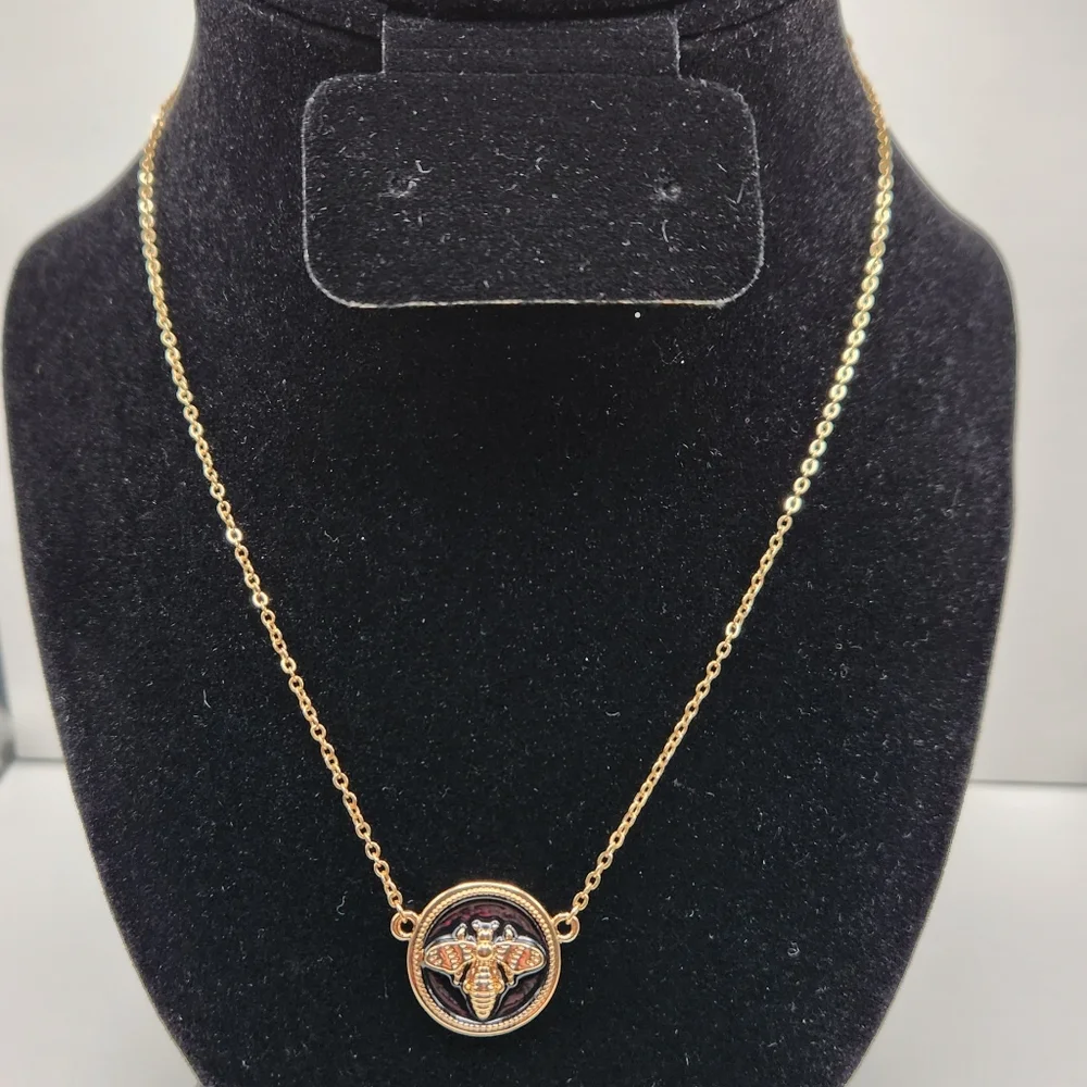 Charter Club Gold Tone Black Fly Pendant Necklace